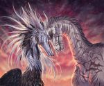  2020 day detailed_background digital_media_(artwork) dragon fur furred_dragon nukerooster outside scar sky spines 