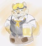  2020 alcohol anthro beer beverage black_nose buruukoori canid canine canis clothing domestic_dog hi_res kemono live-a-hero male mammal procy scar shirt solo topwear video_games visor 