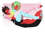  2020 4_toes 5_fingers amur anthro black_body black_fur black_hair canid canine canis digital_media_(artwork) domestic_dog eyebrows eyelashes female fingers fur hair mammal open_mouth red_body red_fur smile solo teeth toes tongue 