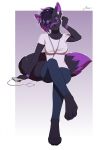  2020 4_toes 5_fingers amur anthro black_hair breasts canid canine digital_media_(artwork) eyebrows eyelashes eyes_closed female fingers fox hair hi_res mammal purple_hair solo toes 