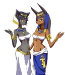  2020 anbs-02 anime anthro anubis armlet black_body black_fur black_nose blue_eyes brown_eyes canid canine canis clothed clothing deity desert domestic_cat egyptian egyptian_mythology felid feline felis female fur hair inaba_koh jackal jewelry mammal middle_eastern_mythology mythology necklace open_mouth simple_background solo standing tan_body tan_fur zenonzard 