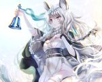  animal_ears arknights cropped gray_eyes gray_hair long_hair pottsness pramanix_(arknights) tail 