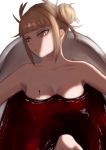  1girl absurdres bangs bathtub blonde_hair blood blunt_bangs boku_no_hero_academia breasts cleavage collarbone double_bun highres hyakki_non nude partially_submerged shiny shiny_hair short_hair small_breasts solo toga_himiko yellow_eyes 