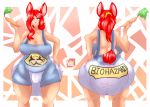  2020 anthro big_breasts big_butt biohazard_symbol blue_eyes breasts brown_body buckteeth bulge butt carrot cev clothing diaper diaper_fetish digital_media_(artwork) feces fluffy fluffy_tail food front_view genital_outline gynomorph hair holding_food holding_object infantilism intersex lagomorph leporid long_hair looking_at_viewer mammal messy_diaper model_sheet nipple_outline nipples overalls overweight overweight_anthro overweight_gynomorph overweight_intersex penis_outline plant ponytail rabbit rear_view red_hair smile soiling solo symbol teeth vegetable wide_hips 
