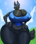  anthro big_breasts big_ears black_body black_fur blue_body blue_fur breasts canid canine chiropteran cleavage cleavage_overflow clothed clothing dusk_fonce eyeshadow female fox fur hi_res huge_breasts huge_thighs hybrid hyper hyper_breasts hyper_hips hyper_thighs makeup mammal slightly_chubby solo thick_thighs xtrent968 