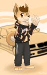  2020 5_fingers absurd_res anthro brown_hair canid canine canis digital_media_(artwork) domestic_dog fingers hair hi_res male mammal orange_eyes smile solo vennightsky 