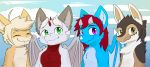  2020 absurd_res anthro blue_body blue_fur canid canine digital_media_(artwork) dragon fur furred_dragon green_eyes hair hi_res male mammal nude purple_eyes red_body red_fur red_hair sergal vennightsky 