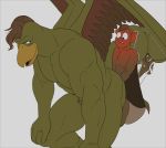  absurd_res anal anthro anus avian beak butt disney erection gargoyle gargoyles genitals griff_(gargoyles) hi_res lexington_(gargoyles) male male/male muscular nervous penis scalie shy size_difference smagma small_dom_big_sub wings 