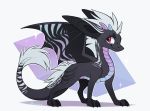  ambiguous_gender claws dragon feral fur furred_dragon hair horn membrane_(anatomy) membranous_wings red_eyes sepiapaws simple_background smile solo standing white_hair wings 