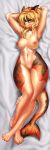  anthro areola arm_tuft body_pillow breasts chest_tuft dakimakura_design dakimakura_pillow dakimakura_pose dakimakura_style elbow_tufts felid feline female genitals hands_behind_head hi_res hybrid mammal marine nipples pillow pussy solo tuft variri 