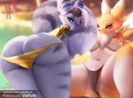  anthro big_butt butt clothing digimon digimon_(species) duo female hi_res lombax mammal nipples panties ratchet_and_clank renamon rift_apart_lombax sony_corporation sony_interactive_entertainment spread_legs spreading underwear v-tal video_games wide_hips 