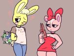  absurd_res anthro cuddles_(htf) female flower giggles_(htf) happy_tree_friends hi_res lagomorph leporid male mammal plant rabbit simple_background tenmathemaiden 