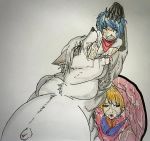  anthro asuka_langley_soryu bodily_fluids bodysuit bulma canid canine canis chubby_male clothing female group human ian_the_wolf internal male male/female mammal oral_vore saliva saliva_string skinsuit soft_vore suibelly tight_clothing tyronnevb vore wolf 