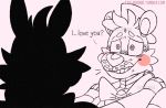  animatronic anthro blush bodily_fluids bow canid canine cheek_tuft duo english_text facial_tuft fingers five_nights_at_freddy&#039;s fox funtime_foxy_(fnafsl) funtime_freddy_(fnafsl) hair machine male mammal monochrome narrowed_eyes robot sharp_teeth sister_location smile sweat teeth text tongue toy-bonnie tuft ursid video_games 