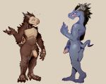  2020 anthro balls beckoning black_hair bodily_fluids brown_body brown_fur butt claws daftpatriot dark_souls dragon dragonoid_(dark_souls) duo erection flaccid foreskin fromsoftware fur genitals gesture grey_body grey_skin hair half-closed_eyes hi_res horn humanoid_genitalia humanoid_penis licking licking_lips looking_at_viewer male narrowed_eyes penis plantigrade pubes simple_background sweat tan_body tan_skin tongue tongue_out uncut video_games 