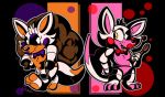  animatronic bag black_sclera canid canine cutlery duo eyelashes female fingers five_nights_at_freddy&#039;s five_nights_at_freddy&#039;s_2 five_nights_at_freddy&#039;s_world fox funtime_foxy_(fnaf) hook kitchen_utensils lipstick lolbit_(fnaf) machine makeup malachimoet mammal mangle_(fnaf) open_mouth open_smile orange_body orange_inner_ear pink_body pink_inner_ear purple_cheeks red_cheeks ribbons robot semi-anthro sharp_teeth smile spoon standing teeth toes tools video_games white_body yellow_eyes 