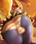  2020 absurd_res anthro balls balls_in_panties big_butt blush bottomwear braixen bulge butt clothing cloud entrapment fur genitals girly hi_res inner_ear_fluff its-holt larger_male looking_back looking_down low-angle_view macro male micro micro_abuse micro_in_clothes micro_on_macro nintendo panties pattern_bottomwear pattern_clothing pattern_underwear pok&eacute;mon pok&eacute;mon_(species) red_body red_eyes red_fur red_nose size_difference sky solo striped_bottomwear striped_clothing striped_underwear stripes thick_thighs trapped_in_underwear tuft underwear video_games white_body white_fur yellow_body yellow_fur 