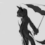  anthro domestic_cat dorean_key felid feline felis hi_res ledge male mammal solo umbrella 