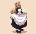  :&lt; absurd_res anthro apron asutoro big_breasts black_clothing black_dress blue_eyes breasts brown_hair canid canine canis clothed clothing dipstick_ears dipstick_tail domestic_dog dress female footprint footwear fully_clothed fur hair half-closed_eyes hi_res kemono long_hair looking_at_viewer maid_headdress maid_uniform mammal monotone_hair multicolored_body multicolored_ears multicolored_fur multicolored_tail narrowed_eyes pawprint pupils shoes simple_background slit_pupils solo standing tan_background tan_body tan_fur two_tone_body two_tone_fur uniform white_clothing 