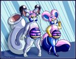  acoteno ambiguous_gender anthro assimilation belly cable connected duo frost_(matkat) goo_transformation inflatable_transformation mind_control nozzle pink_body pink_ears puffed_cheeks rubber tail_maw the_matkat transformation twinning unknown_species 