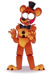  alpha_channel animatronic black_nose bow button_(fastener) claws clothing fingers five_nights_at_freddy&#039;s five_nights_at_freddy&#039;s_2 hair hat headgear headwear hi_res machine mammal orange_body red_cheeks robot samhorn simple_background toe_claws toes toy_freddy_(fnaf) transparent_background ursid video_games 