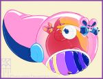  acoteno ambiguous_gender ambiguous_species animate_inanimate anthro ball_inflation belly duo floating inflatable inflation internal living_inflatable looking_at_viewer male pink_body pool_toy puffed_cheeks red_body the_matkat unknown_species yellow_body 