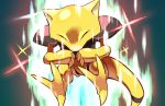  abra closed_eyes commentary creature gen_1_pokemon hyou_(hyouga617) no_humans pokemon pokemon_(creature) shiny sparkle tail toes yellow_skin 