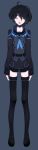  1boy absurdres annoyed arms_at_sides bangs belt black_belt black_collar black_footwear black_hair black_legwear black_sailor_collar black_shorts blue_eyes blue_hair collar collarbone commentary_request double-breasted full_body gradient_hair grey_background hair_between_eyes highres indie_virtual_youtuber kushizaki_(vtuber) loafers long_image long_sleeves looking_at_viewer multicolored_hair neckerchief open_mouth sailor_collar shoes short_hair shorts simple_background sleeves_past_wrists solo st_(youx1119) standing tall_image thighhighs virtual_youtuber 