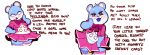  animal_crossing anthro blue_body blue_fur blush blush_stickers bow clothed clothing comic dialogue english_text female fur hand_under_clothes hi_res insulting_viewer judy_(animal_crossing) legwear mammal nintendo rude solo sparkles stockings submarine_screw talking_to_viewer text ursid video_games 