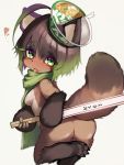  &lt;3 2020 4_fingers 4_toes absurd_res ahoge anthro black_nose blush bowl breasts brown_body brown_fur brown_hair butt canid canine chopsticks claws clothing convenient_censorship dipstick_tail feet female fingers fluffy fluffy_tail fur gloves_(marking) green_body green_eyes green_hair green_scarf hair hat headgear headwear hi_res holding_object japanese_text kemono leg_markings looking_at_viewer looking_back mammal markings mostly_nude multicolored_body multicolored_fur multicolored_hair multicolored_tail paws portrait raccoon_dog scarf short_hair side_boob simple_background small_breasts socks_(marking) solo tabhead tan_body tan_fur tanuki text three-quarter_portrait toe_claws toes tongue tongue_out translation_request white_background 