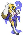  alpha_channel anthro breasts claws digimon digimon_(species) female fur genitals hi_res looking_at_viewer mostly_nude neck_tuft nipples nude pussy renamon signature simple_background slime smile solo translucent transparent_background tuft watermark wub_(artist) yellow_body yellow_fur 