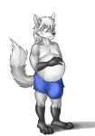  anthro belly belly_rub big_belly bulge canid canine canis fur green_eyes hand_on_stomach ian_the_wolf male male_pregnancy malezor mammal pregnant slightly_chubby solo suibelly white_body white_fur wolf 