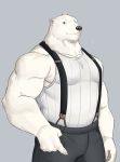  2020 anthro clothing fur hi_res ixkouu male mammal polar_bear simple_background solo ursid ursine white_body white_fur 