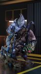  3d_(artwork) absurd_res alien ball_gag bdsm collar digital_media_(artwork) duo electricity electrode electrostimulation erection gag genitals hi_res humanoid krogan leash male male/male mass_effect not_furry nude penis ralic_turman turian video_games 