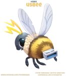  ambiguous_gender antennae_(anatomy) arthropod bee black_body black_eyes brown_body cryptid-creations english_text feral humor hymenopteran insect insect_wings open_mouth pun simple_background solo tan_body text url usb_port visual_pun white_background wings yellow_body 