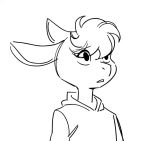  2020 aggressive_retsuko animated anthro asinus clothing donkey equid equine glacierclear hair hair_over_eye hoodie male mammal monochrome one_eye_obstructed sanrio solo tadano_(aggretsuko) topwear wide_eyed 