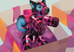  anthro bassenji bdsm bitchsuit buckle bulge canid collar gift hi_res lock looking_up male mammal muzzle_(disambiguation) null_bulge ribbons rubber solo 