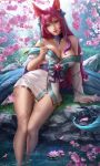  ahri animal_ears japanese_clothes league_of_legends no_bra tail wickellia 