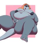  2020 absurd_res anthro areola belly big_belly big_breasts blue_body breasts canid female fingering front_view genitals hi_res highlights_(coloring) huge_breasts lutrine mammal masturbation mustelid navel nipples nude obese obese_anthro obese_female overweight overweight_anthro overweight_female pussy solo thick_thighs whooperscooper wide_hips 