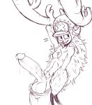  2020 alternate_form anthro antlers balls big_balls big_penis blush bodily_fluids capreoline cervid clothed clothing erection genital_fluids genitals hand_behind_head hat headgear headwear horn horn_point huge_penis humanoid_genitalia humanoid_penis male mammal narrowed_eyes nervous_smile nipples one_piece open_mouth penis precum reindeer simple_background sirdrunkmann smile solo teeth tongue tony_tony_chopper tony_tony_chopper_(horn_point_form) topless vein veiny_penis white_background 