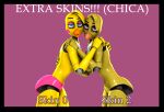  2026 3d_(artwork) absurd_res animatronic anthro avian barely_visible_breasts beak bedroom_eyes bib big_breasts bird black_border black_eyelids blue_eyes border breasts chica_(fnaf) chicken clothing digital_media_(artwork) english_text eyebrows female female/female five_nights_at_freddy's five_nights_at_freddy's_2 galliform glistening glistening_body hair hi_res hug machine narrowed_eyes non-mammal_breasts panties phasianid pink_background pink_clothing pink_panties pink_underwear purple_background purple_eyelids purple_eyes raised_eyebrow robot robot_anthro scottgames seductive short_hair simple_background solo source_filmmaker_(artwork) text toy_chica_(fnaf) underwear yellow_body zelyonka 