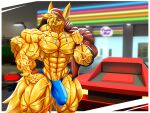 10-pack abs anthro biceps big_bulge big_muscles blonde_hair bottomwear bracelet bulge canid canine car clothed clothing detailed_bulge dog_tags fennec_fox fingerless_gloves forest forest_background fox fur genital_outline gloves hair handwear hi_res hood hoodie huge_muscles jewelry long_tail looking_at_viewer male mammal muscular muscular_anthro muscular_arms muscular_male nature nature_background necklace obliques pants parking_lot partially_clothed pecs penis_outline plant pose purple_eyes smile smiling_at_viewer solo speedo standing swimwear taiko-sihori tail thick_thighs topwear tree true_fox v-cut vehicle vein veiny_arms veiny_muscles yellow_body yellow_fur