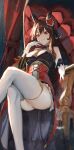  1girl absurdres animal_ears bare_shoulders black_dress blush braid braided_hair_rings breasts brown_hair cleavage closed_mouth commentary_request corset crossed_legs detached_sleeves dress ear_covers ear_ornament gentildonna_(regina_dei_fiori)_(umamusume) gentildonna_(umamusume) gloves hair_between_eyes hair_ornament hair_rings heart-shaped_ornament heart_ear_ornament highres horse_ears horse_girl large_breasts long_hair looking_at_viewer on_throne red_corset red_eyes revision see-through_clothes shippo_(pixiv_18567314) sitting smile solo thighhighs throne umamusume white_gloves white_thighhighs 