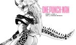  1girl ass bare_shoulders black_scales braid breasts commentary copyright_name cowboy_shot earrings english_commentary english_text forehead from_side grin highres holding holding_machete holding_weapon horns jewelry large_breasts lizard_tail long_hair looking_at_viewer machete monochrome monster_girl one-punch_man panties pointy_ears raptora_(one-punch_man) reptile_girl saizuart sharp_teeth smile solo spikes tail tail_ornament tail_ring teeth thighs twin_braids twitter_username underboob underwear very_long_hair weapon 