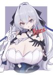  breasts bronya_zaychik bronya_zaychik_(silverwing:_n-ex) cleavage commentary_request earrings grey_eyes grey_hair highres honkai_(series) honkai_impact_3rd huge_breasts jewelry long_hair looking_at_viewer open_mouth royo21294110 signature upper_body 