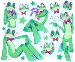 amphibian anthro blep body_freckles bow_tie butt confusion coy dialogue duo feet female freckled_arms freckled_butt freckled_legs freckles frog gesture glistening_eyelids glitch_productions green_body green_skin hand_gesture hi_res hug inanimate_object jax_(tadc) jaydendraws membrane_(anatomy) partial_speech_bubble plushie pointing pointing_at_another question_mark ribbit_(tadc) smile star_symbol teeth teeth_showing the_amazing_digital_circus toes tongue tongue_out watermark webbed_feet