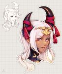  1girl asymmetrical_horns dragon_girl fire_emblem fire_emblem_engage grey_horns hair_ornament hair_over_one_eye highres horns mature_female max_art149 pointy_ears purple_ribbon ribbon tassel tassel_hair_ornament uneven_horns zephia_(fire_emblem) 
