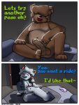 anthro barley_(connorsconnor) bear bed bedroom bodily_fluids chatting cheating_girlfriend comic conley connorsconnor duo female furniture hi_res hybrid infidelity male male/female mammal meme no_nut_november sweat sweaty_body