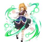  1girl artist_request black_shoes black_skirt blonde_hair breasts brown_shirt danmaku full_body game_asset green_eyes looking_at_viewer mary_janes medium_hair mizuhashi_parsee non-web_source official_art open_mouth pointy_ears ponytail scarf self-datamine shirt shoes simple_background skirt small_breasts socks solo touhou touhou_arcadia_record transparent_background white_scarf white_socks 