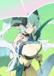  1girl bandeau black_bandeau black_horns black_wings blue_eyes blue_nails breasts chinese_commentary cleavage commentary_request denim denim_shorts dragon_girl dragon_horns dragon_tail dragon_wings from_side hair_between_eyes highres holding holding_umbrella horns kunkun_pa large_breasts low_wings micro_shorts navel original pointy_ears shorts solo tail twirling_hair umbrella white_hair wings 